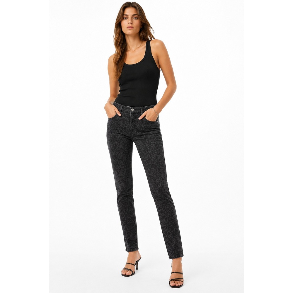 Just USA Alyssa Cigarette Jean Grey Leopard Print Slim Pants Size 10 NWT